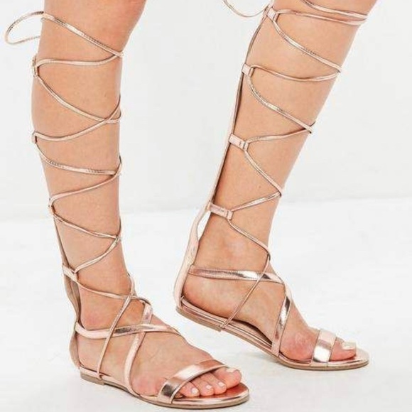 rose gold gladiator heels